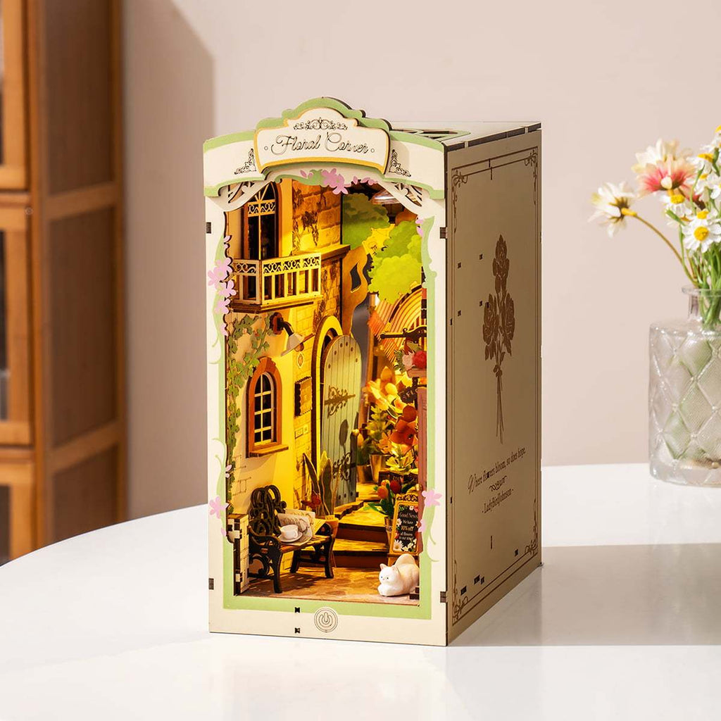 Bookshelf Decor | Miniature House | Floral Corner Diy Book Nook Shelf Insert