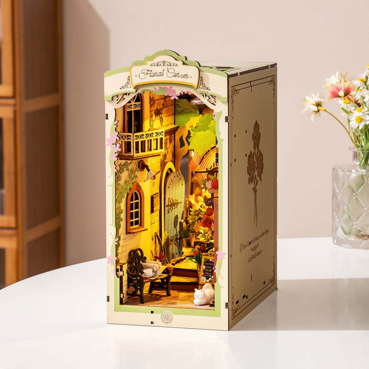 Bookshelf Decor | Miniature House | Floral Corner Diy Book Nook Shelf Insert