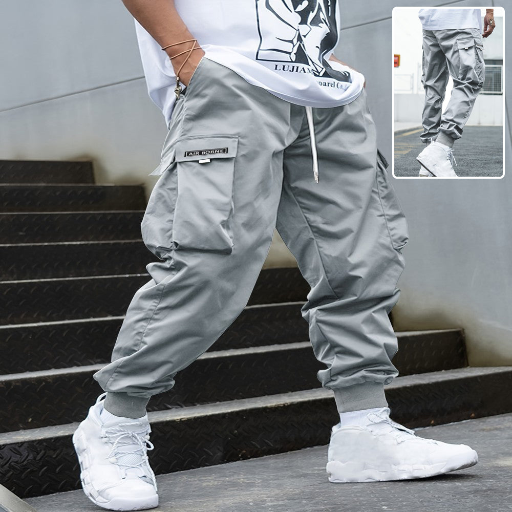 Pantalones cargo de hombre multip bolsillo informales estilo hip-hop con cordón para exteriores ropa de calle pantalones deportivos