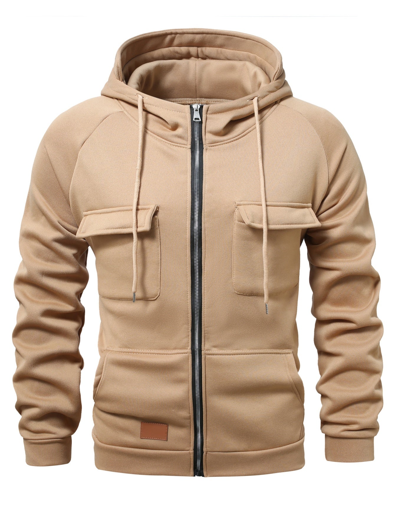 Sudadera con capucha y cremallera para hombre, con cordón y bolsillos, diseño de moda casual deportiva