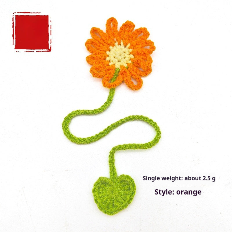 Hand-crocheted Wool Bookmark 4-Strand Milk Cotton