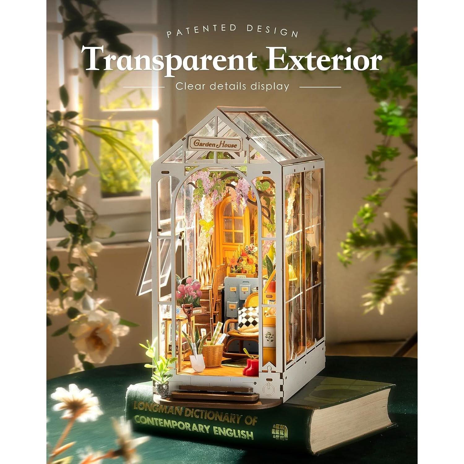 Book Case | Diy Garden House Book Nook Kit with LED