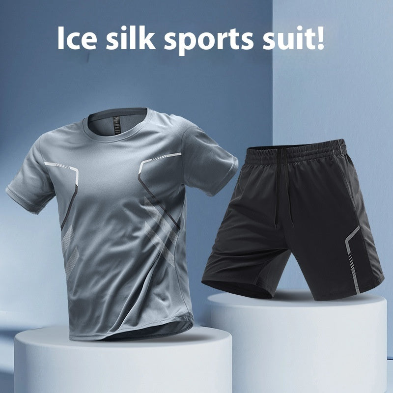 Camisetas deportivas de hombre para correr, camiseta de manga corta de secado rápido, transpirable, de cuello redondo, estilo activo, para entrenamiento al aire libre, con bloques de color