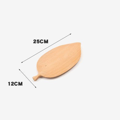 Bandeja de Madera Maciza Creativa Original Hecha a Mano para Dim Sum, Aperitivos, Frutas con Forma de Hoja