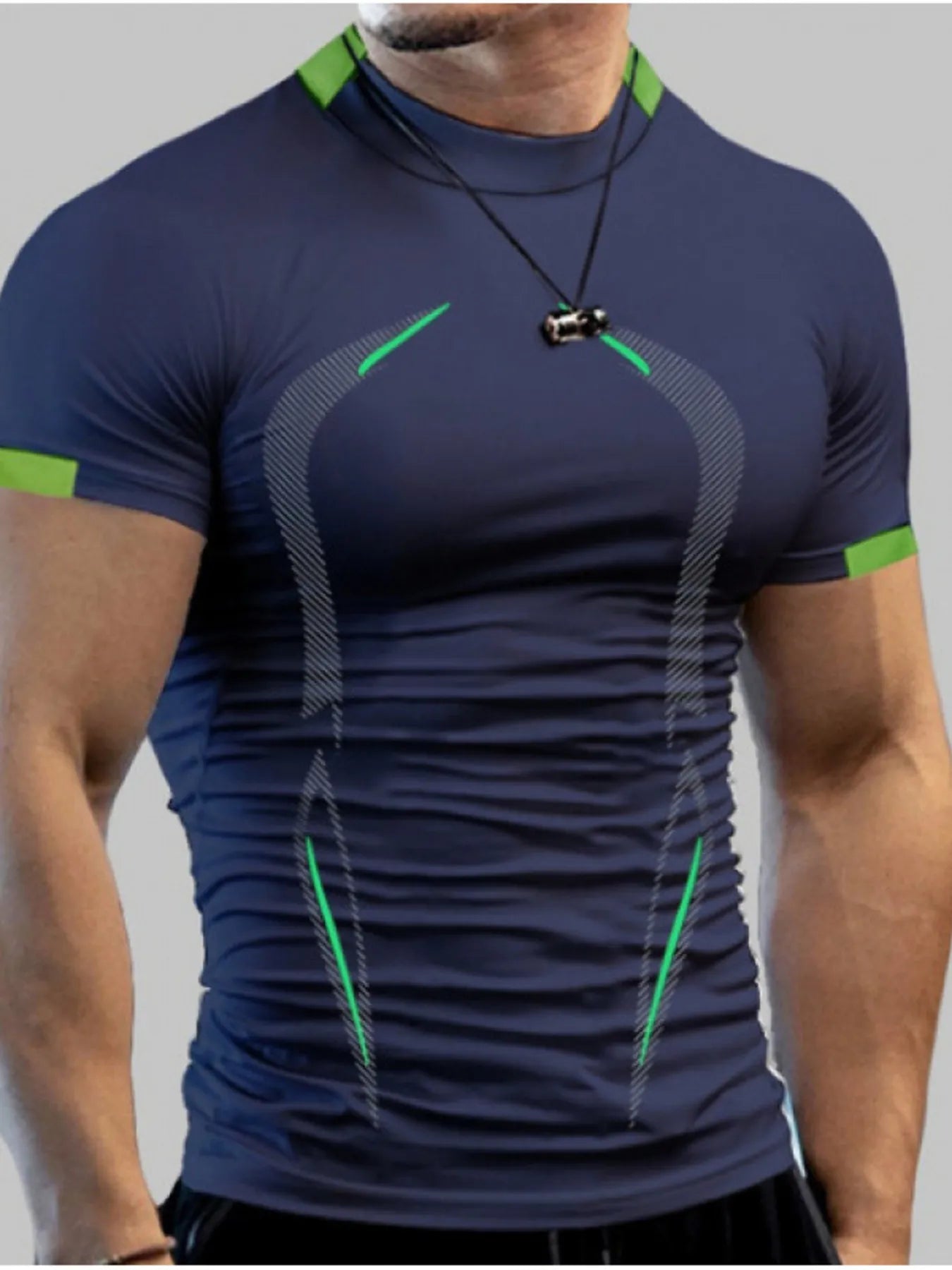 Men's Full Size Mock Neck Short Sleeve Active T-Shirt