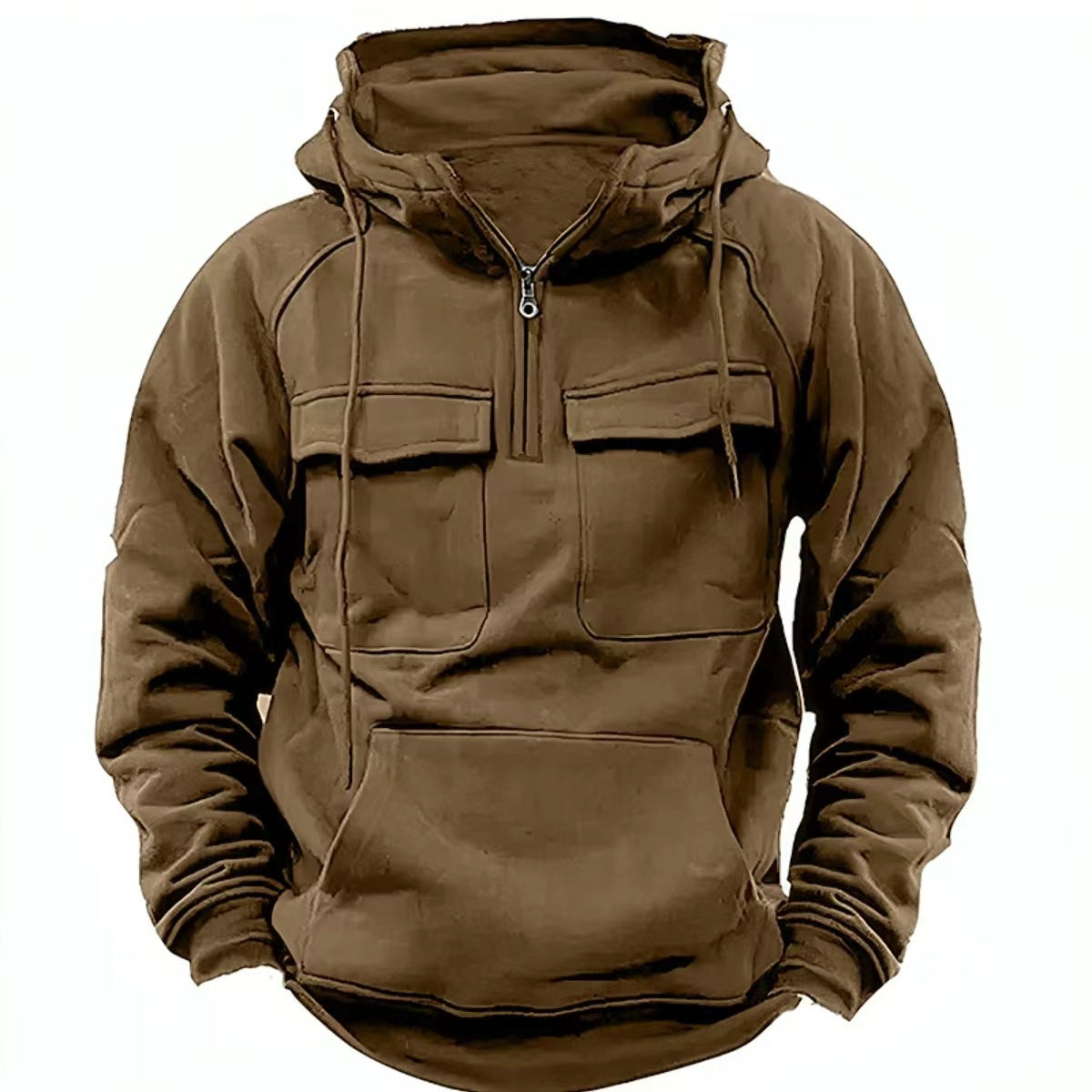 Sudadera con capucha y cremallera para hombre, con cordón y bolsillos, diseño de moda casual deportiva