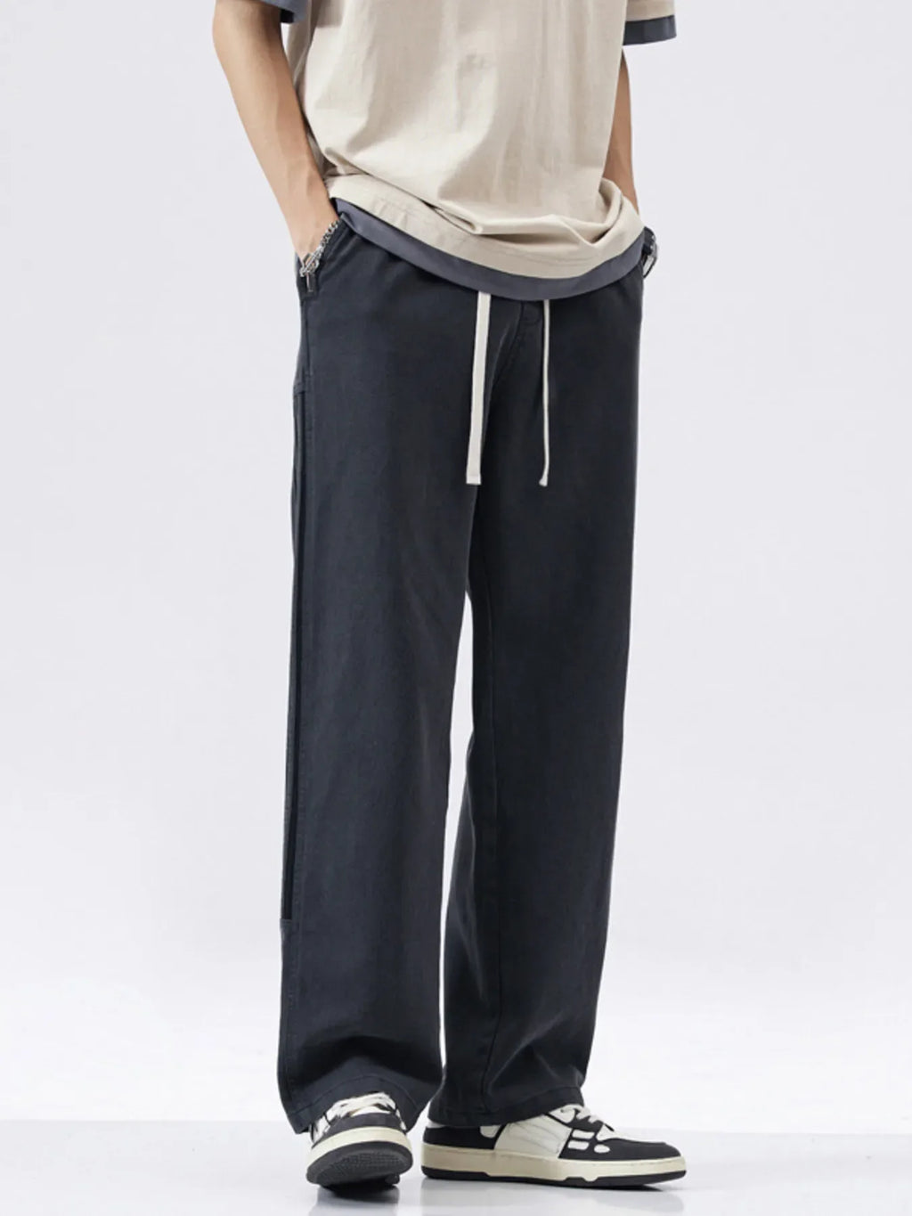 Men's Full Size Loose-Fit Drawstring Casual Pants