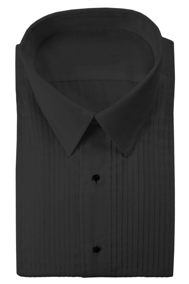 Men's Shirt | "enzo" Black Pleated Laydown Tuxedo Classic Fit Shirt