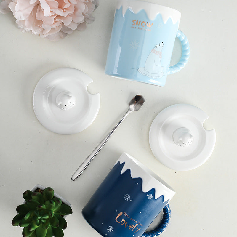 かわいいシロクマのマグカップ 陶器のマグカップ