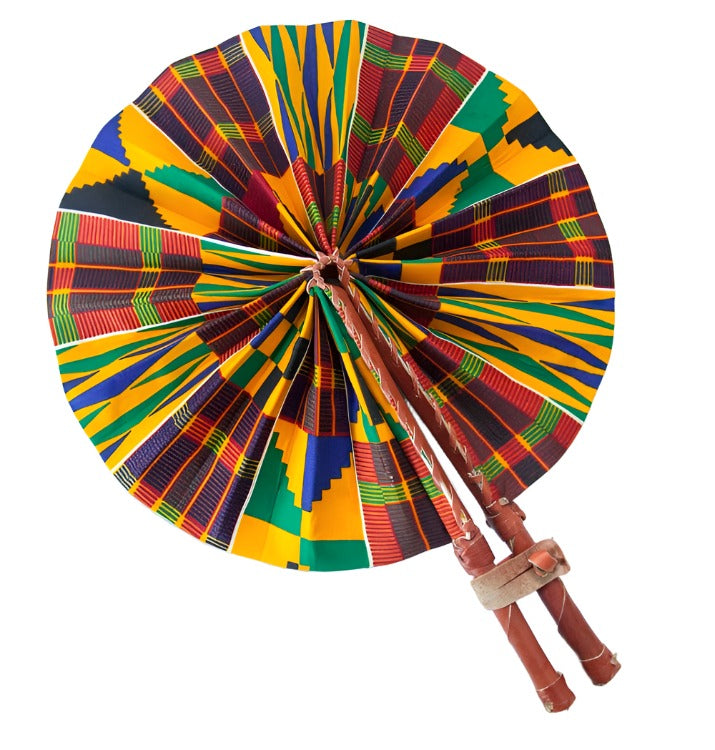 African Wax Print Fan, Handmade in Ghana is a folding wax print fan selected for portable cooling, statement styling, travel, events, and thoughtful accessories. These African wax print fans are a fashion statement as well as a very practical and effective fan. Available color options help shoppers choose the right version from the listing variants.