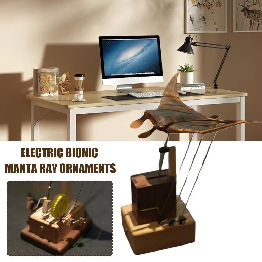電気バイオニックマンタレイオーナメント 動物フィギュア 手作りマンタレイ水泳動作フィギュア リアルな彫刻 ポーチ 屋内棚 オフィス 休日 誕生日向け