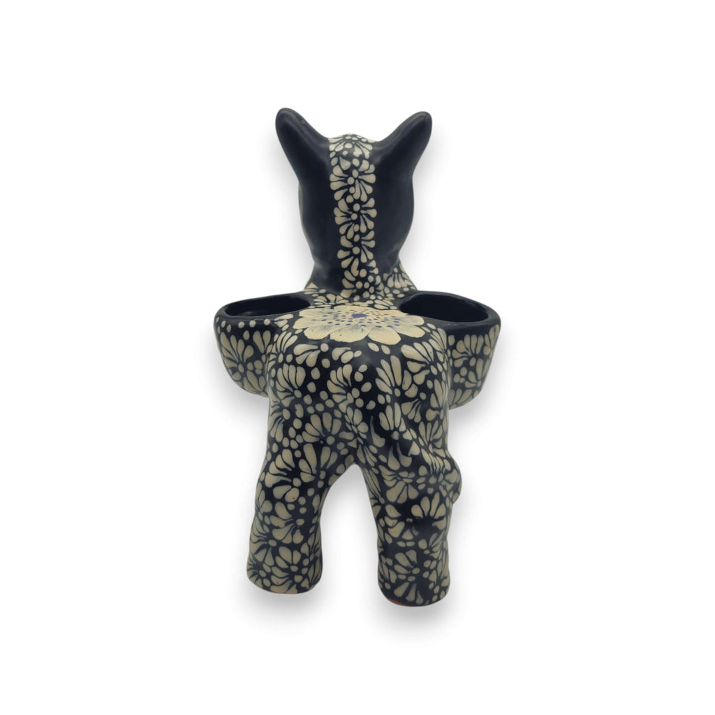Talavera Planter | Floral Black & White Talavera Donkey Planter