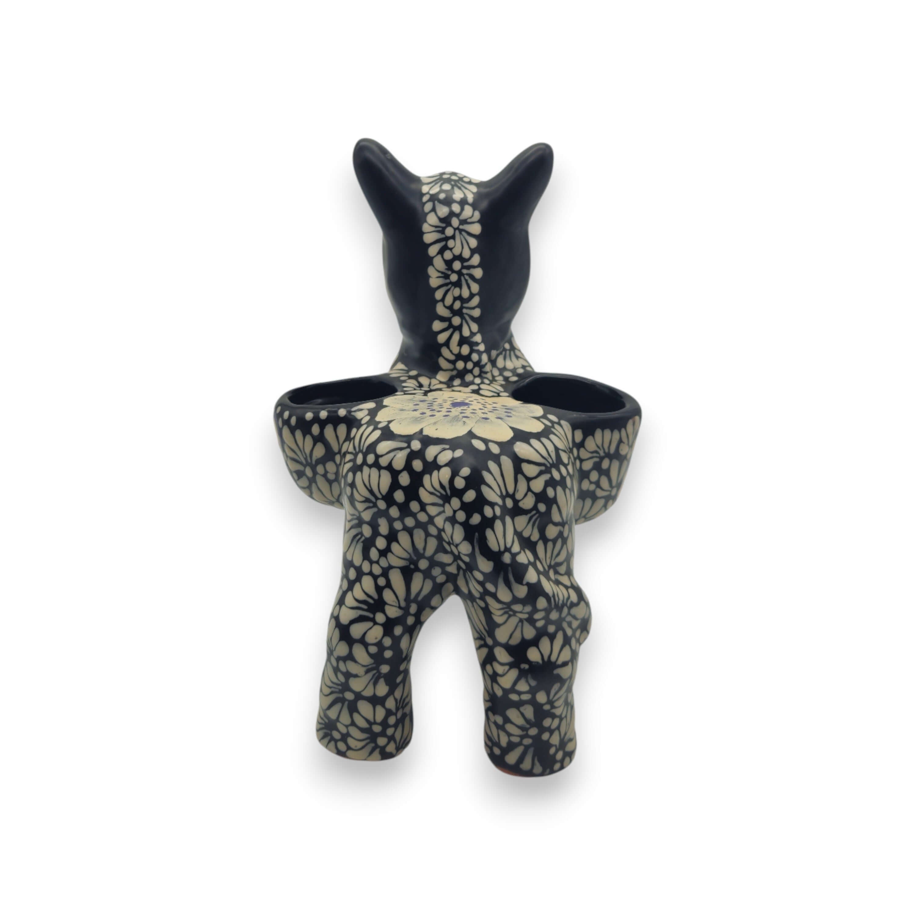 Talavera Planter | Floral Black & White Talavera Donkey Planter