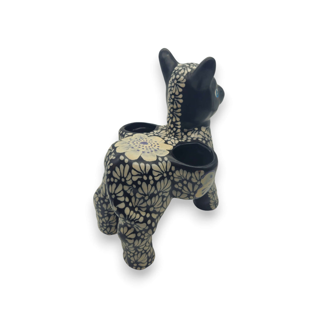 Talavera Planter | Floral Black & White Talavera Donkey Planter