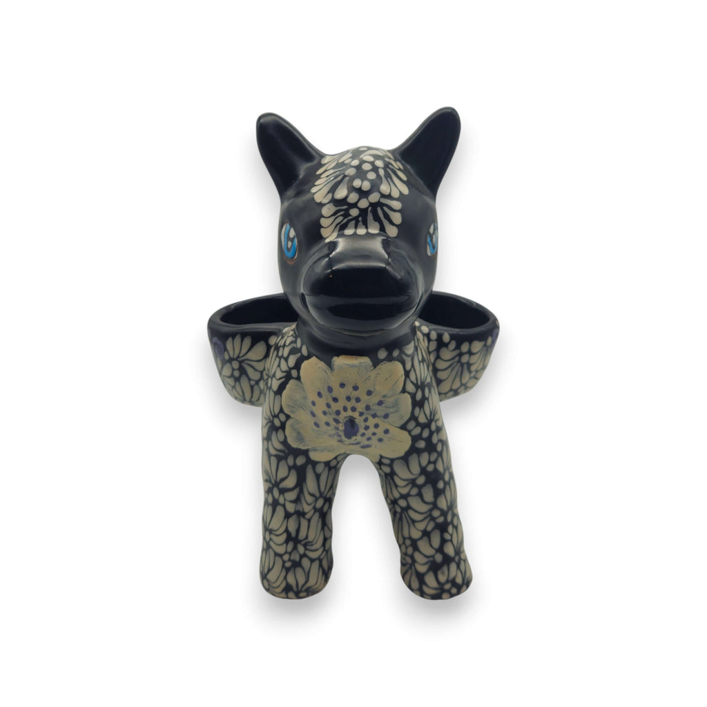 Talavera Planter | Floral Black & White Talavera Donkey Planter
