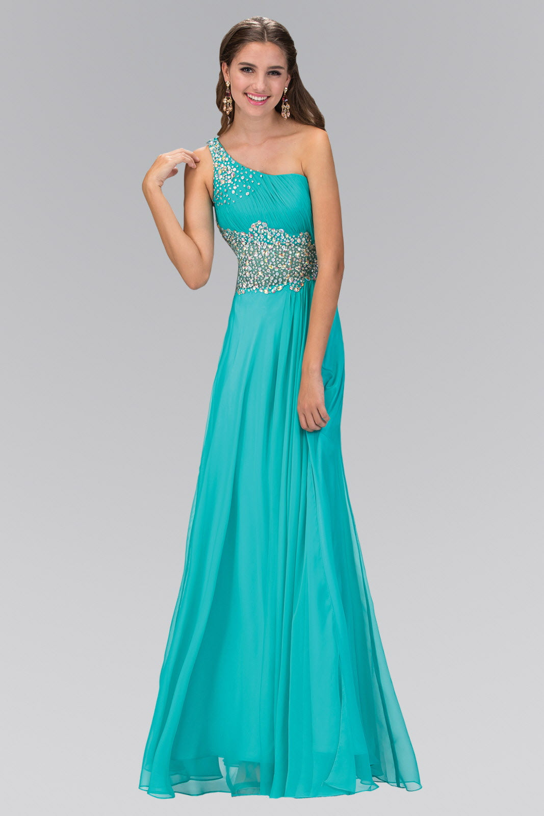 One-Shoulder Chiffon Long Dress with Beaded Waistline is a women's dress selected for daily outfits, summer plans, brunch, travel, casual events, and wardrobe refreshes. Design details include Chiffon fabric; Asymmetric Sleeve: One Shoulder Back: Covered, Zipper Embellishment: Jewel, Sequin Silhouette: A-Line neckline/strap detail. It helps customers compare style, fit, fabric, occasion, season, and available variant options before purchase.