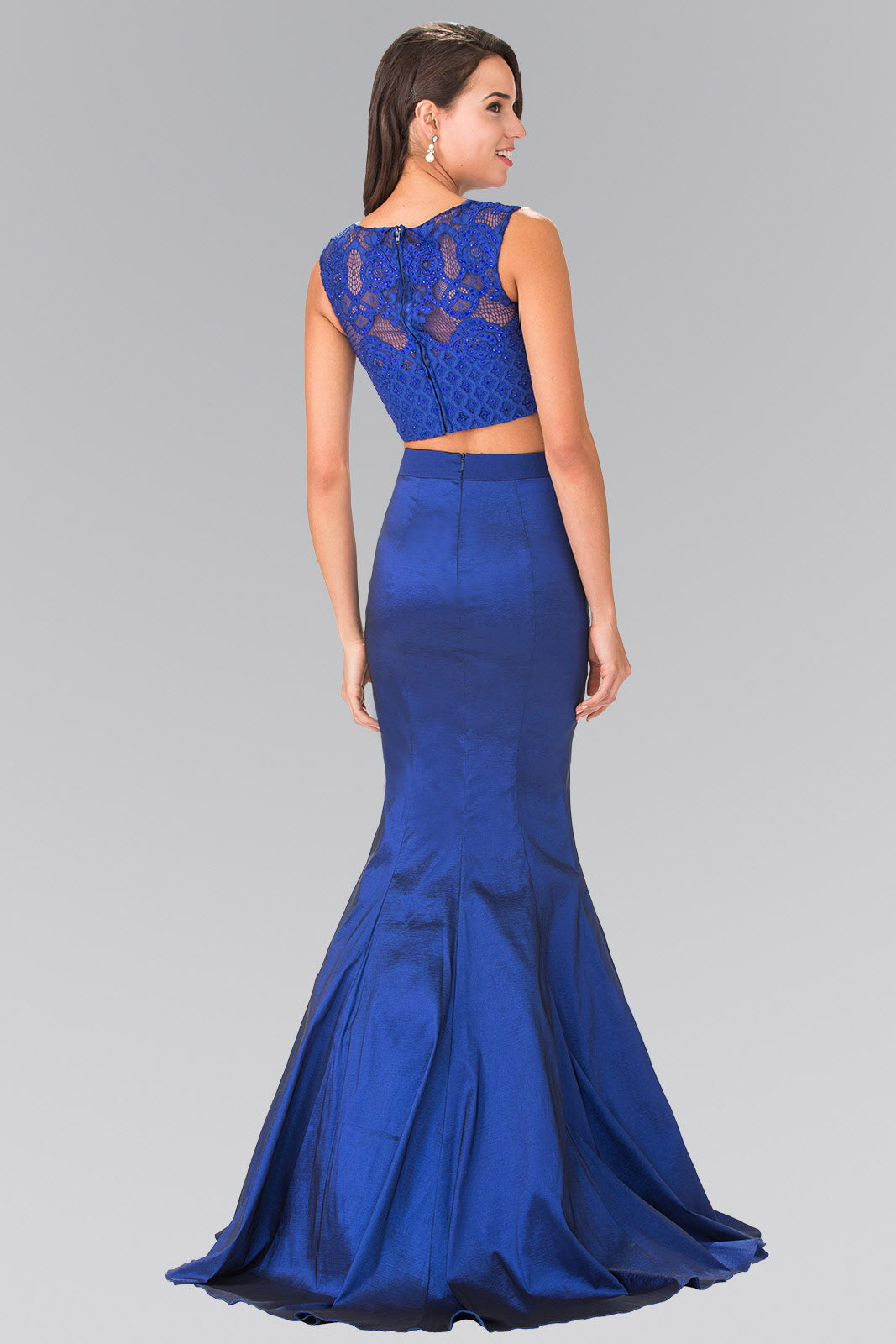 Nightgown | Two Piece Taffeta Long Dress Accented with Ribbon