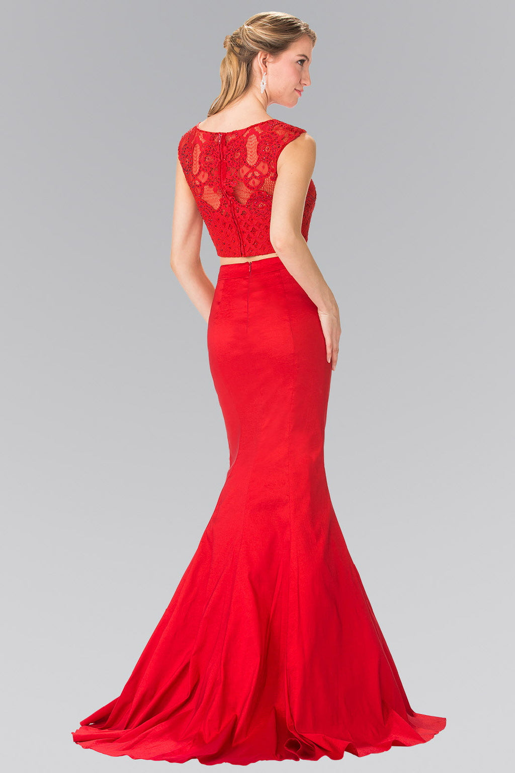 Nightgown | Two Piece Taffeta Long Dress Accented with Ribbon
