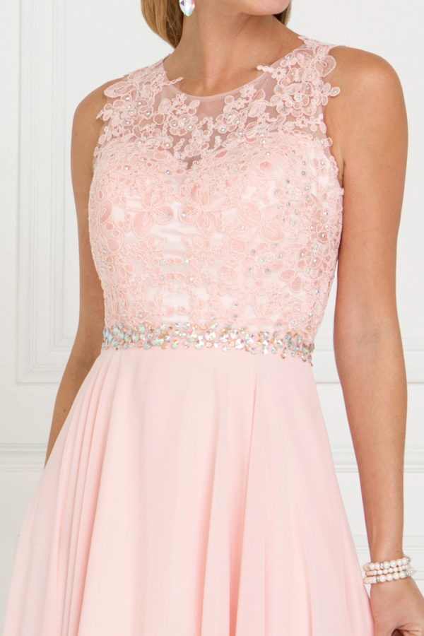 Nightgown | Jewel Embellished Lace Top Chiffon Long Dress