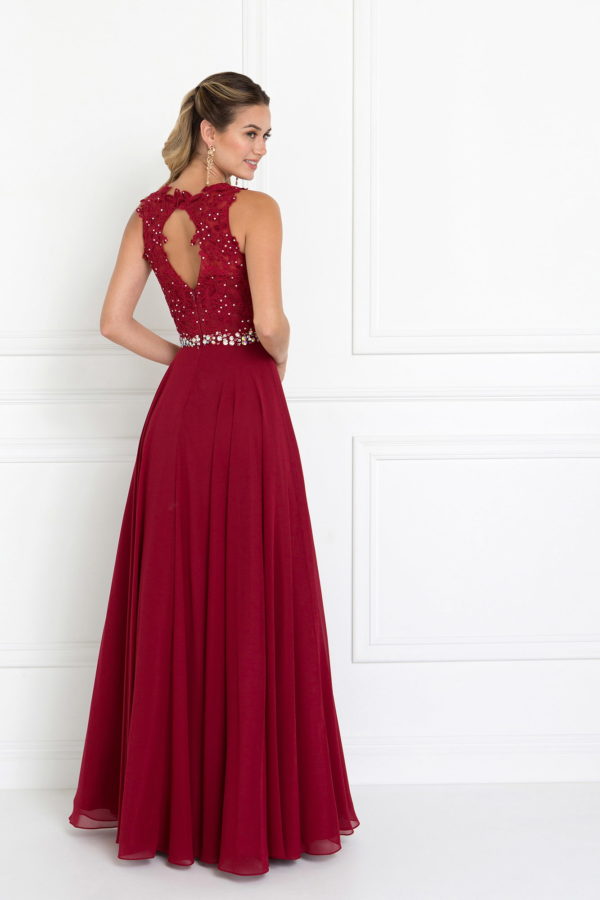 Nightgown | Jewel Embellished Lace Top Chiffon Long Dress