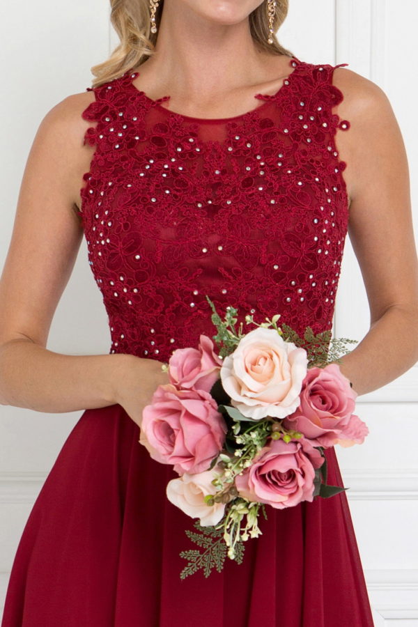 Nightgown | Jewel Embellished Lace Top Chiffon Long Dress