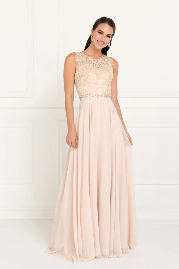 Nightgown | Jewel Embellished Lace Top Chiffon Long Dress