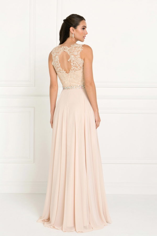 Nightgown | Jewel Embellished Lace Top Chiffon Long Dress