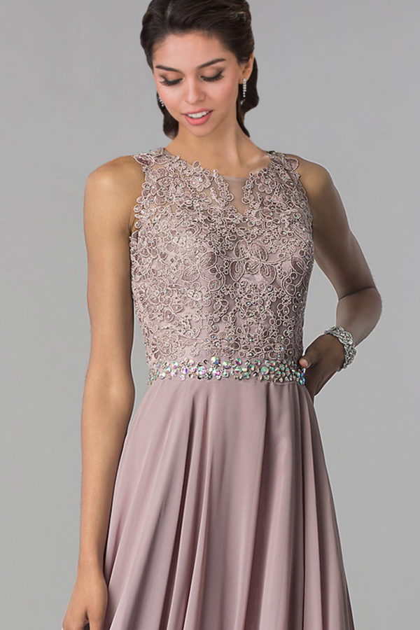 Nightgown | Jewel Embellished Lace Top Chiffon Long Dress