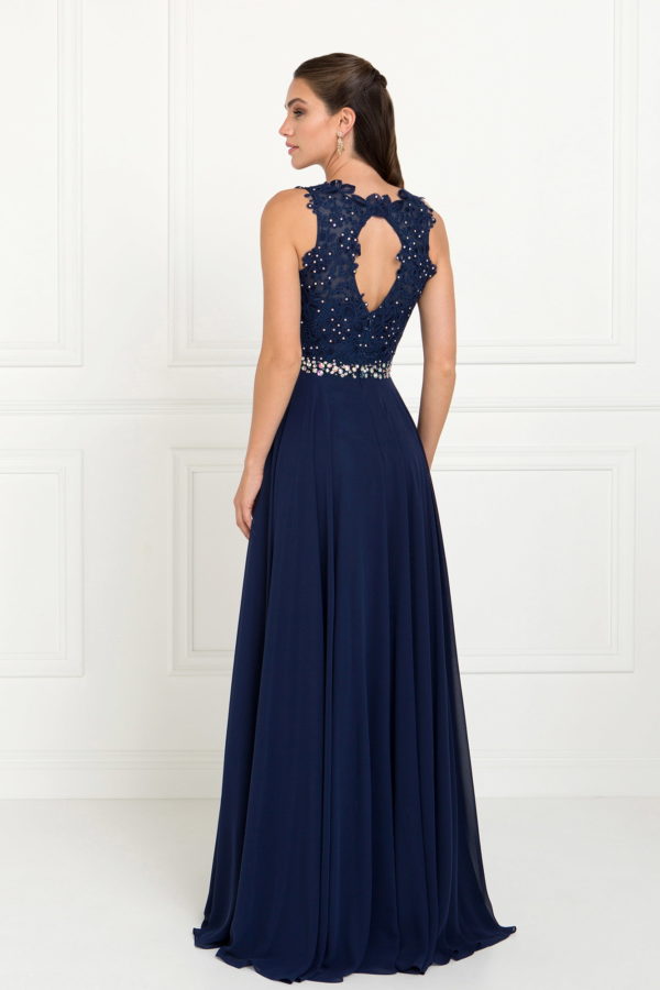Nightgown | Jewel Embellished Lace Top Chiffon Long Dress