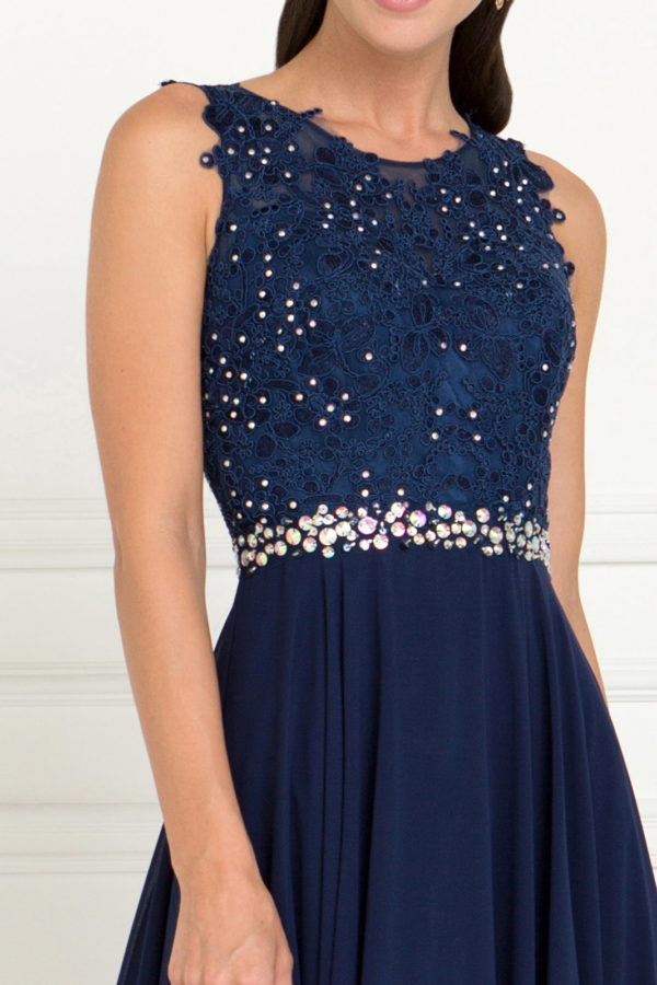 Nightgown | Jewel Embellished Lace Top Chiffon Long Dress