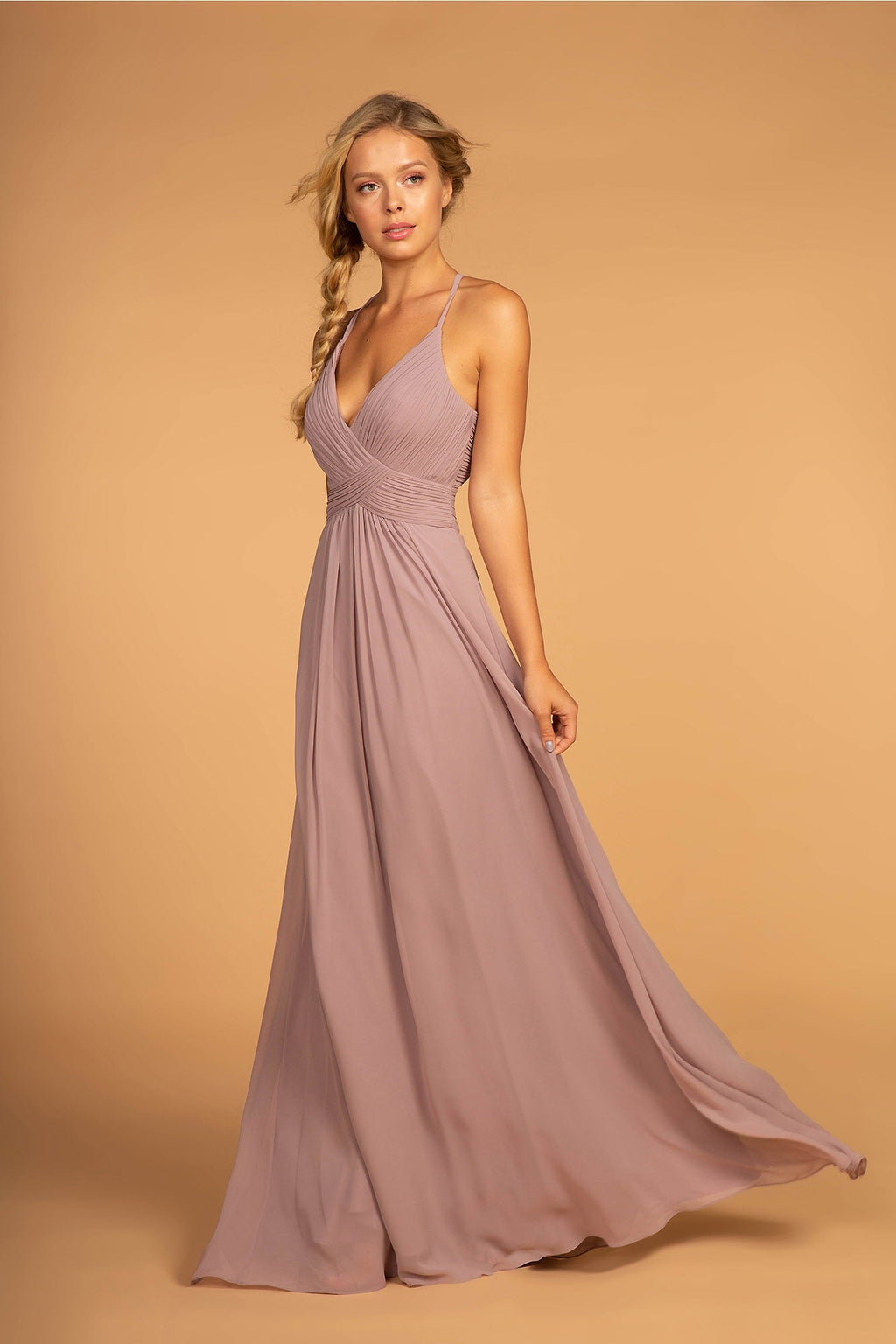 Chiffon Ruched Bodice Long Dress is a women's dress selected for daily outfits, summer plans, brunch, travel, casual events, and wardrobe refreshes. Design details include Chiffon fabric; V-Neck Sleeve: Spaghetti Strap Back: Cut-Out-Back, Straps, Zipper Embellishment: Silhouette: A-Line neckline/strap detail. It helps customers compare style, fit, fabric, occasion, season, and available variant options before purchase.