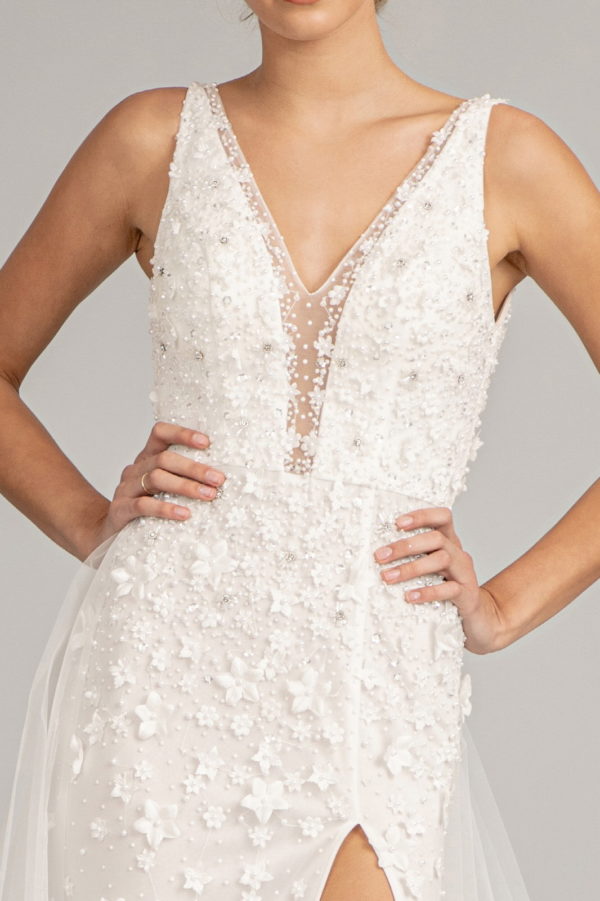 Nightgown | Rhinestone Embellished Mesh Mermaid Dress W