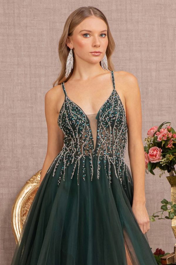 Nightgown | Jewel Bead Illusion Sweetheart Sheer Bodice Mesh