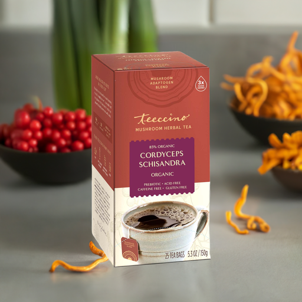 Té Herbal de Hongos Cordyceps, Schisandra y Canela con Frutos del Bosque