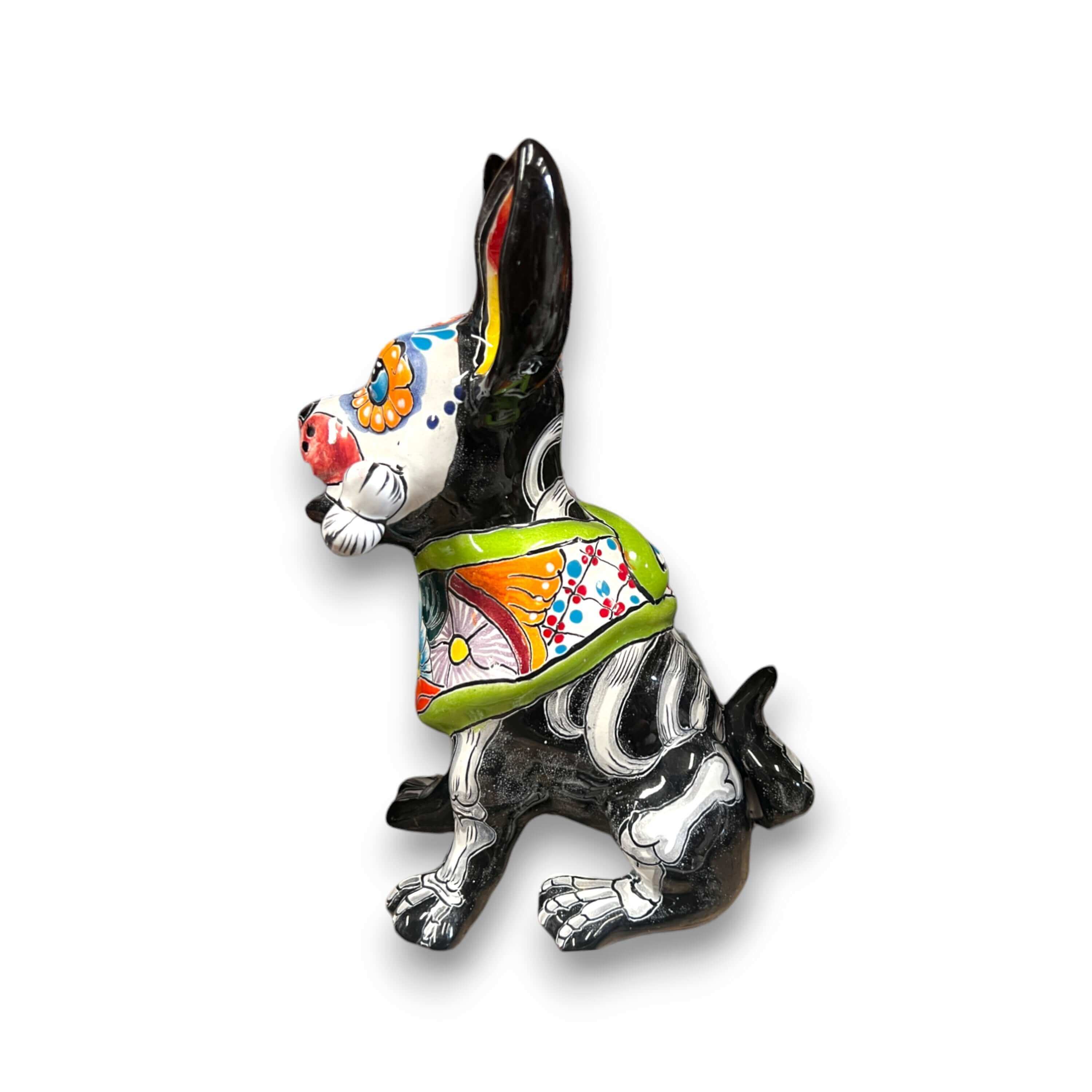 Talavera Figurine | Talavera Chihuahua Holding Bone