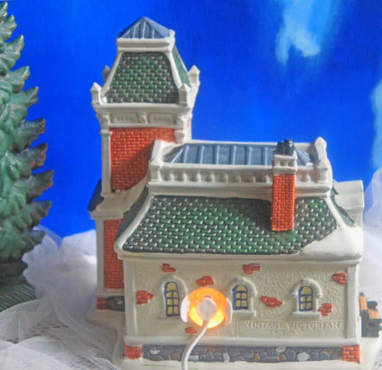 Holiday Village Accessory | Victorian Train Station. Illuminated Christmas Village House. Potterville