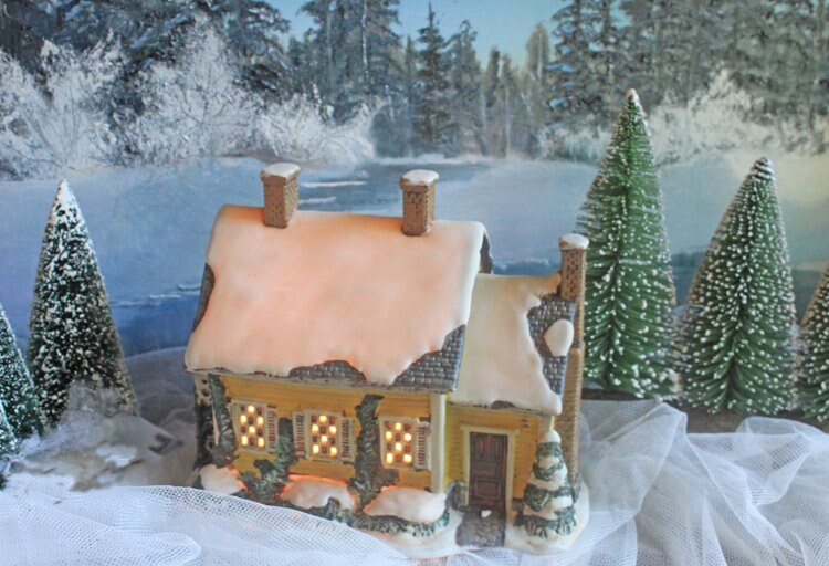 Holiday Village Accessory | Victorian Train Station. Illuminated Christmas Village House. Potterville