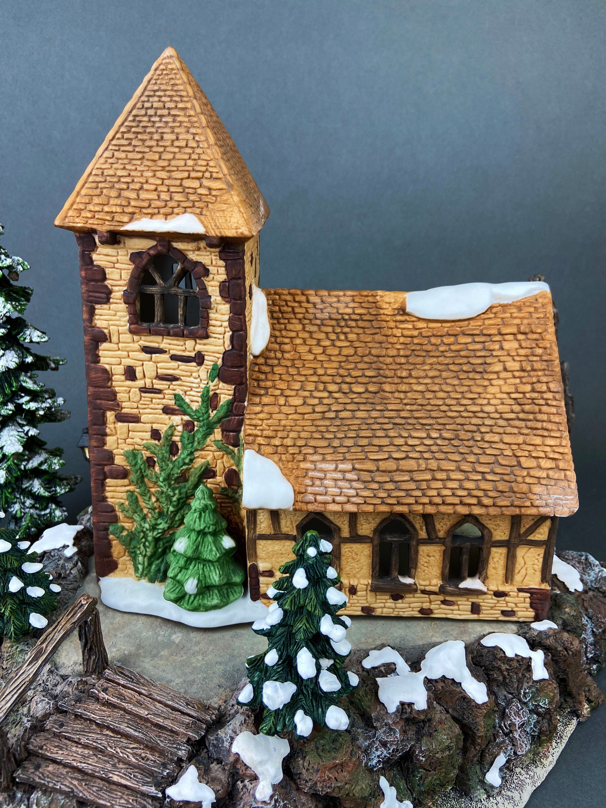 Holiday Village Accessory | Department 56 Dickens Village Illuminated Church Christmas Village