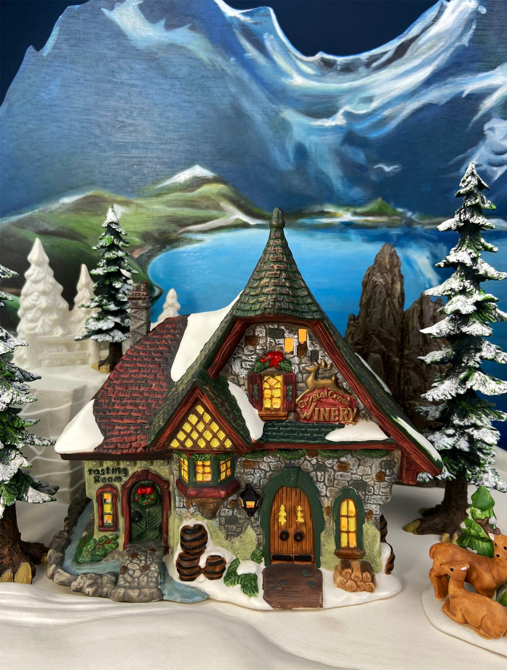 Holiday Village Accessory | Dept. 56. Elves Bunkhouse. Illuminated Christmas Village Porcelain