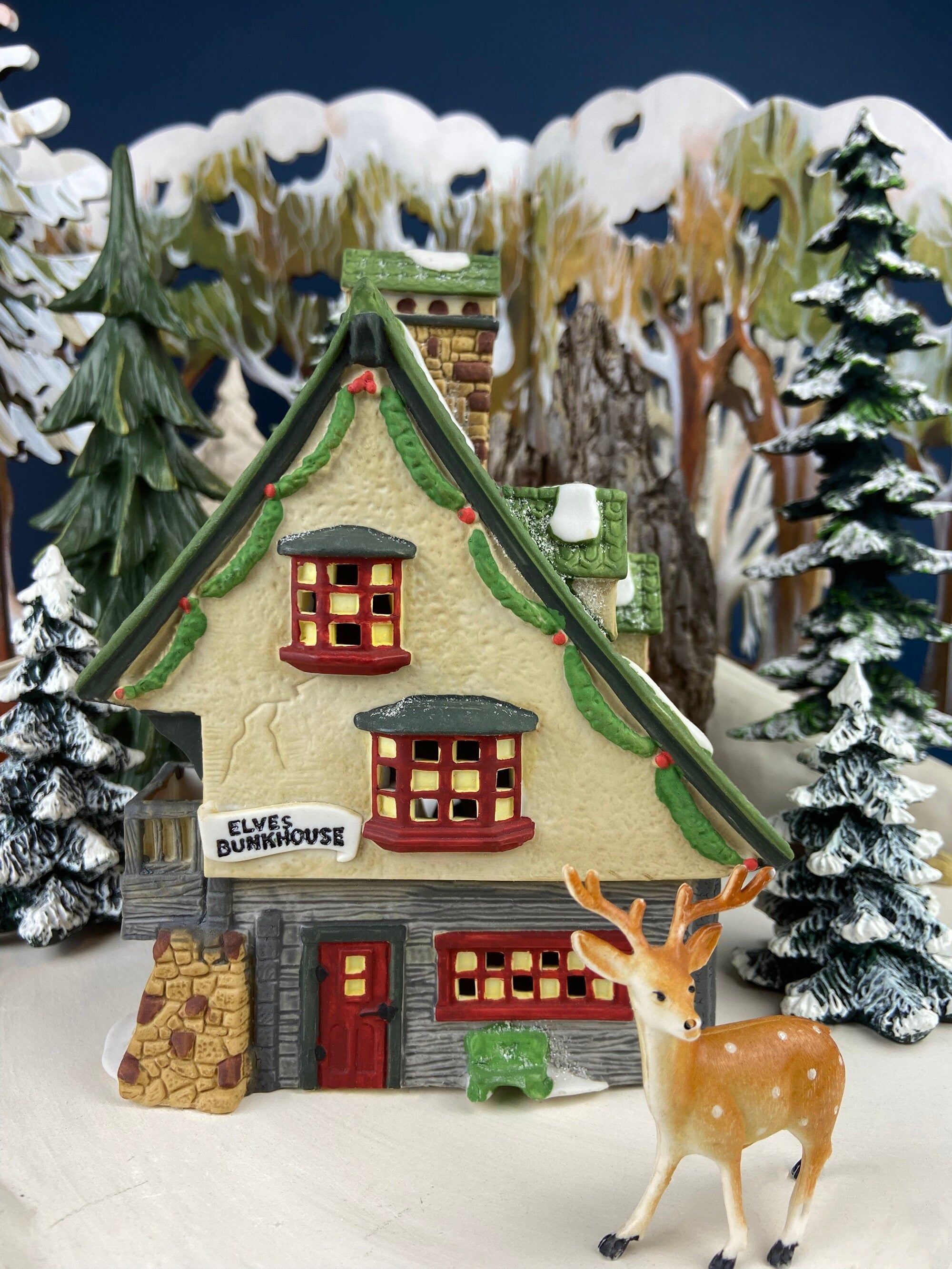Dept. 56. Elves Bunkhouse. Illuminated Christmas Village Porcelain House. North Pole Series. Holiday Decor. is a holiday decor accent selected for mantels, shelves, trees, stockings, entryways, holiday displays, and seasonal gift giving. Details from the listing include 5" long 4" wide 6. A seasonal choice for holiday decorators, collectors, hosts, ornament lovers, and festive gift giving. Listing details help shoppers compare the item type, use, style, and intended recipient before purchase.