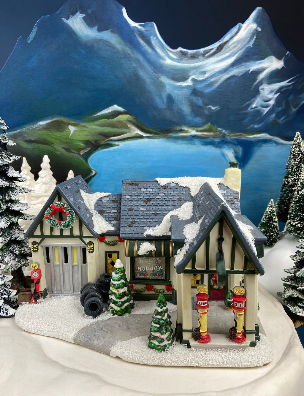 Holiday Village Accessory | Victorian Train Station. Illuminated Christmas Village House. Potterville