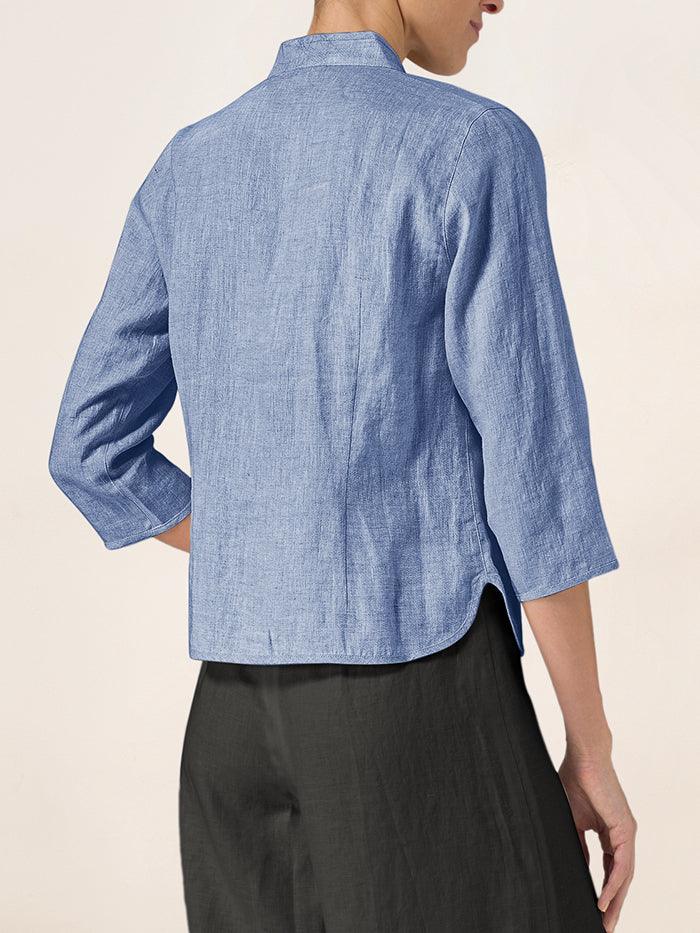 100 Linen Hand Button Fitted Jacket Amelia