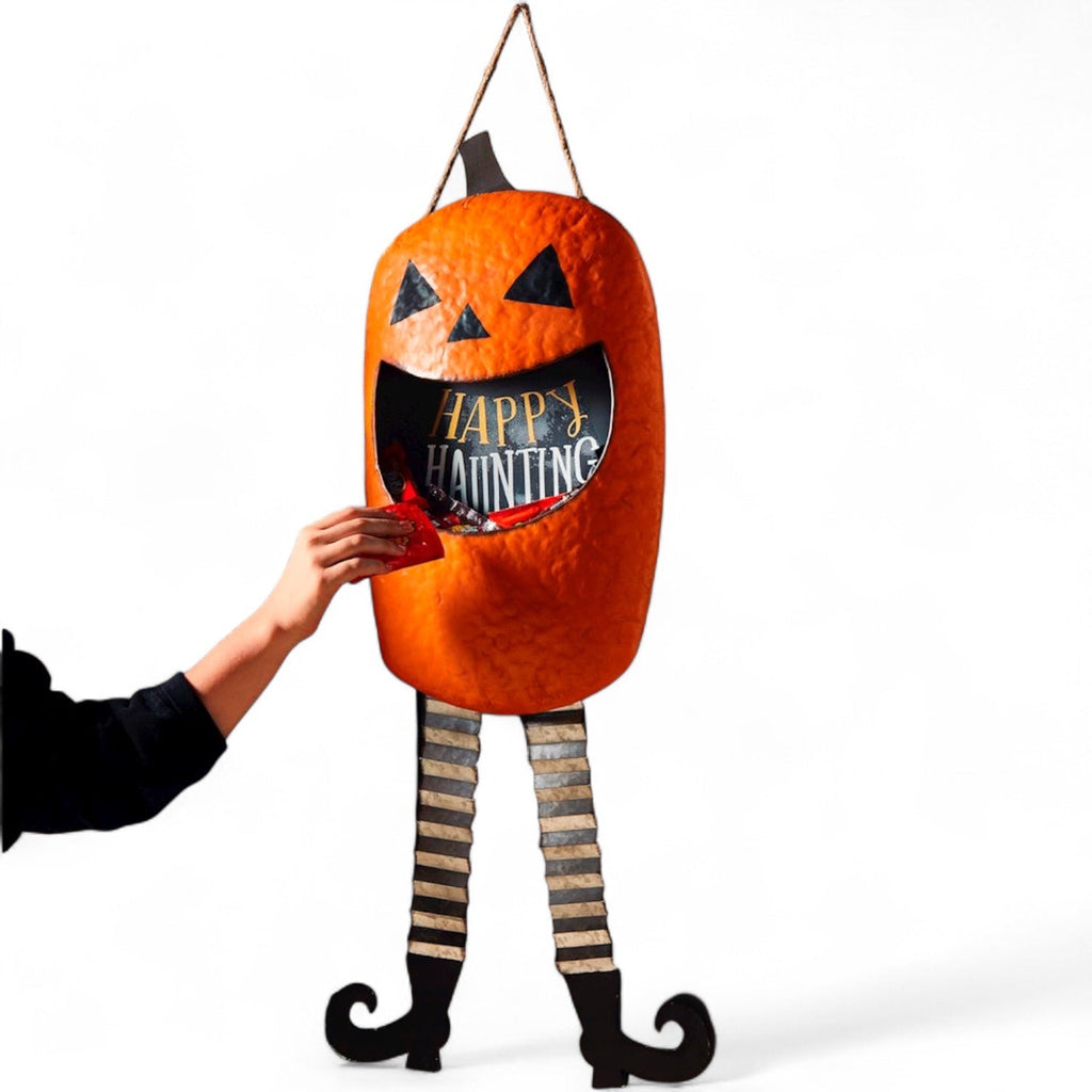 Orange Jack-O-Lantern Pumpkin Candy Door Hanger is a seasonal door hanger selected for front doors, porches, entryways, Halloween displays, trick-or-treat setups, and seasonal decorating. Details from the listing include 33" H x 12" W. A giftable choice for shoppers looking for useful, distinctive, easy-to-display, or easy-to-pair items. Listing details help shoppers compare the item type, use, style, and intended recipient before purchase.