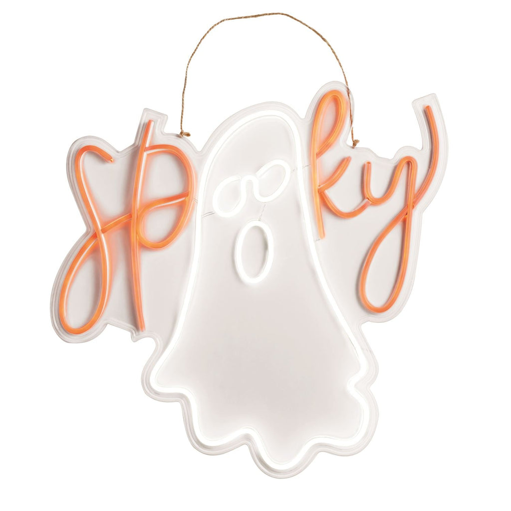 Spooky Ghost Neon Sign Door Hanger is a seasonal door hanger selected for front doors, porches, entryways, Halloween displays, trick-or-treat setups, and seasonal decorating. Details from the listing include Durable acrylic with LED neon tubing; 22" H x 21" W. A giftable choice for shoppers looking for useful, distinctive, easy-to-display, or easy-to-pair items. Listing details help shoppers compare the item type, use, style, and intended recipient before purchase.