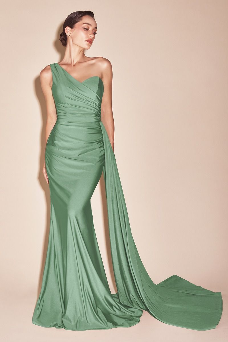Dress | Ladivine Pt004c Long Chic One Shoulder Stretch Satin