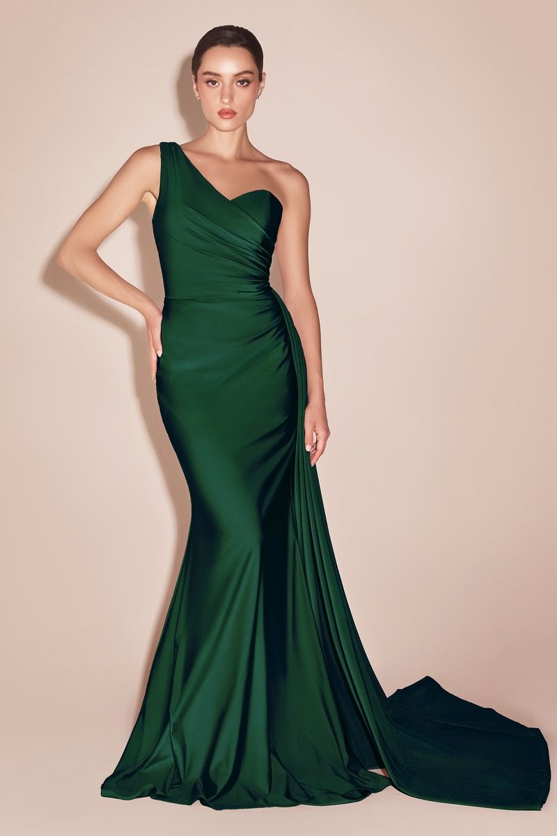 Dress | Ladivine Pt004c Long Chic One Shoulder Stretch Satin