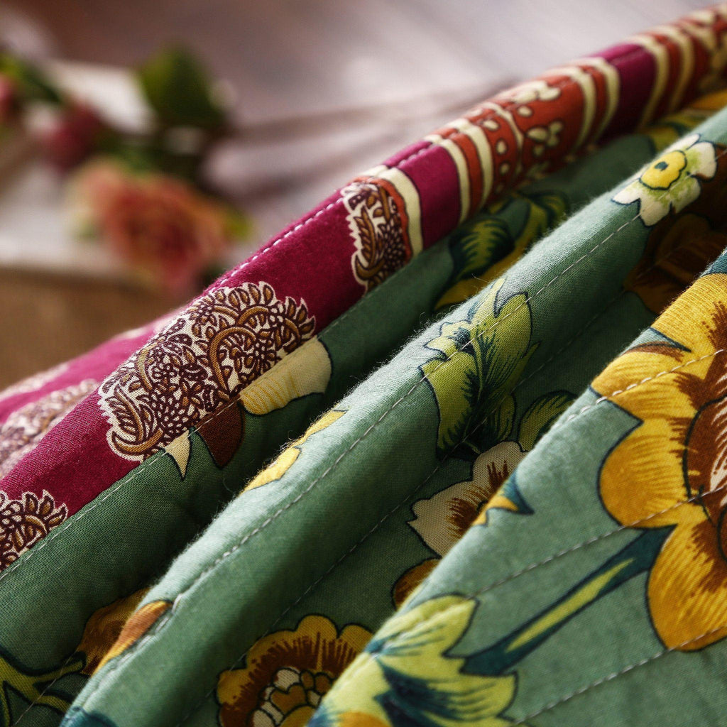 Juego de colcha de algodón con retazos florales bohemios Dark Elegance de DaDa Bedding (JHW-550)