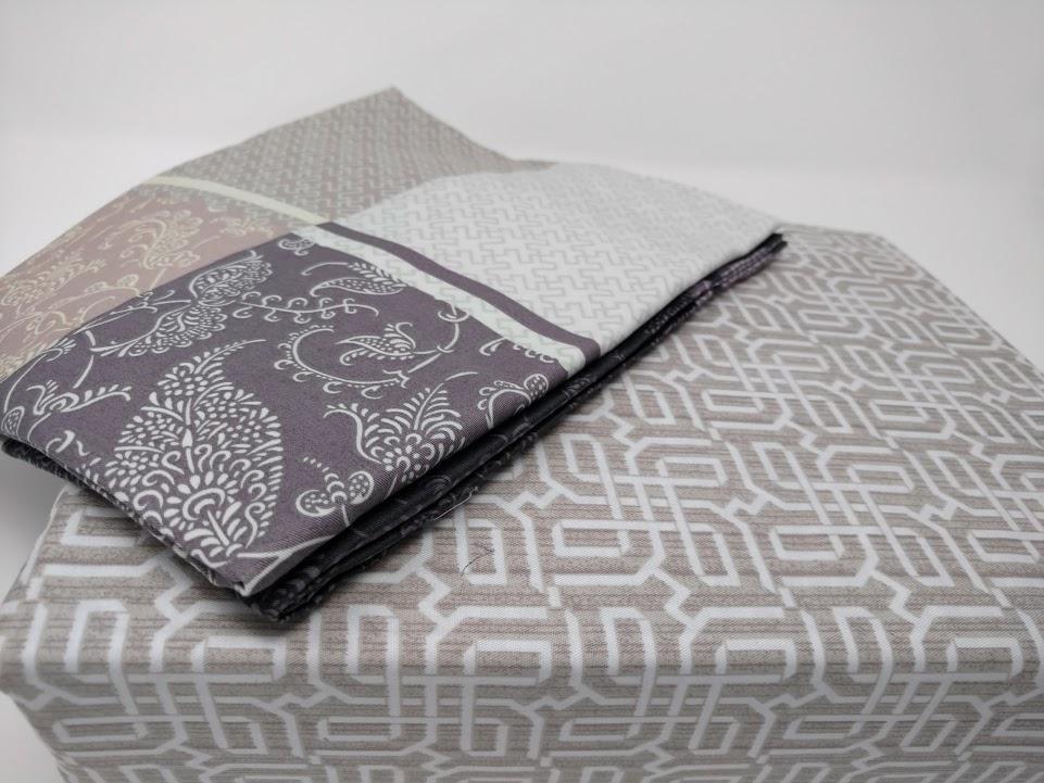Juego de sábanas ajustables y planas de Paisley Floral Gris DaDa Bedding con fundas de almohada (FSFS8222)