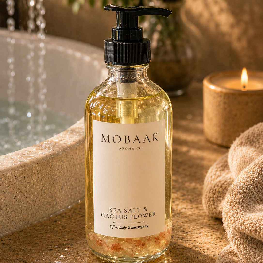Sea Salt + Cactus Flower Body Oil is a body oil suited for daily self-care and bath routines. It offers coconut and grapeseed oil base with practical, gift-ready appeal for Honey Badger Books shoppers.
