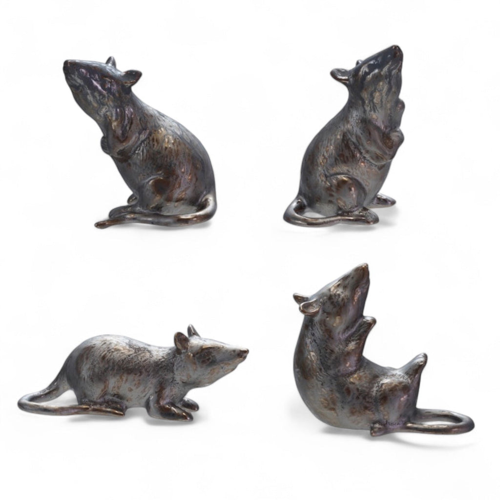 Metallic Glaze Ceramic Rat Figurine | 4 Styles is a decorative figurine selected for shelves, mantels, tabletops, Halloween displays, collector groupings, and whimsical home accents. The tabletop figurine format works for shelves, mantels, seasonal displays, and small decorative groupings. A giftable choice for shoppers looking for useful, distinctive, easy-to-display, or easy-to-pair items. Available style options help shoppers choose the right version from the listing variants.